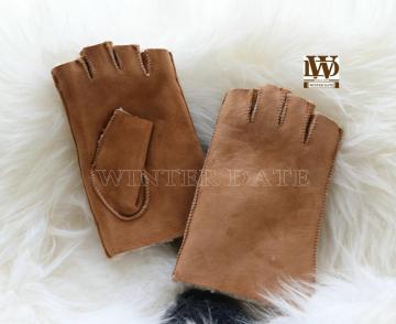 Merino sheepskin/lamb/shearling fingerless mitten/glove