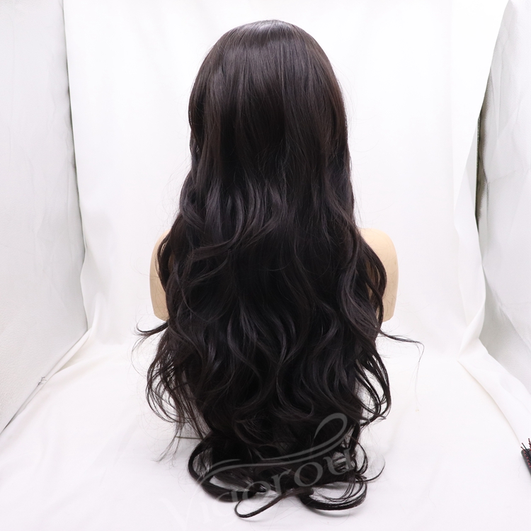 Vigorous mono premium high quality straight wave long wholesale black women synthetic hair wigs small lace front