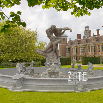 Garden Beautiful Lover Nude Woman and man marble water fountain base