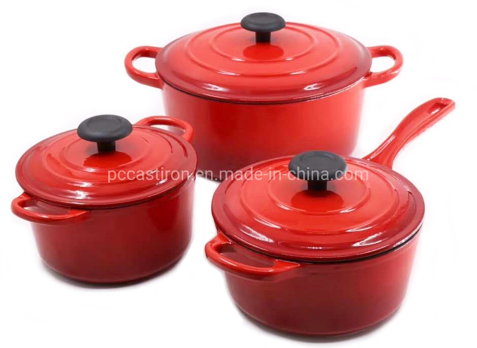 6PCS Cast Iron Fench Oven 4qt Enamel Nonstick Coating