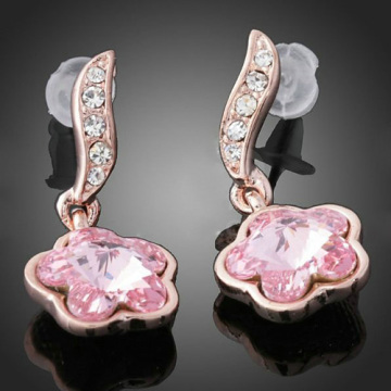 Little flower zircon gold drop earring