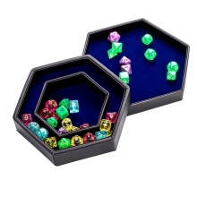 Hexagon Leather Storage Dice Tray - DND Dice Holder with Lid