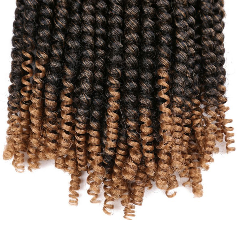Spring Twists Crochet Hair Extension Prelooped Curly Afro Braids Hair 8inches 110g Solid And Ombre Color Synthetic Fiber