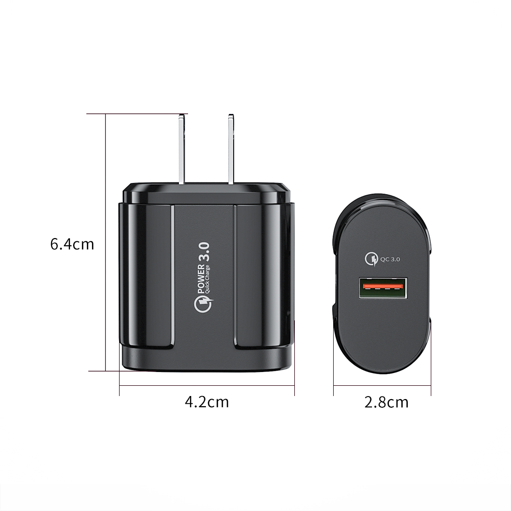 1-منفذ QC3.0 الحائط شحن سريع شاحن USB 18W