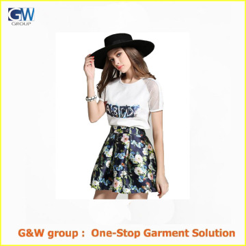 high quality fashionable printed ladies designer skirt suits