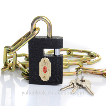 Grey iron shutter padlock with chain padlock