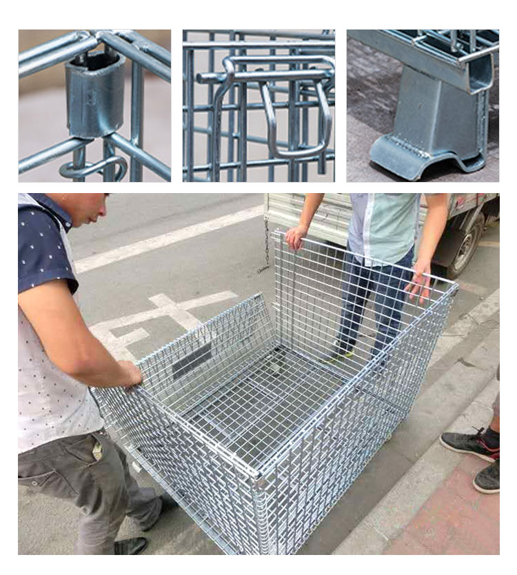 Steel Wire Mesh Storage Stacking Display Cage Stand with Wheels