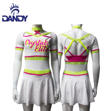 Short sleeve hot pink cheer uniforms