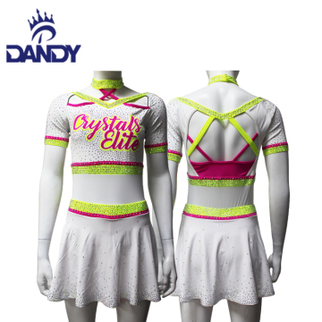 Short sleeve hot pink cheer uniforms