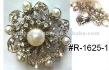 fashion metal crystal rhinestones and pearls flower jewelry elastic ring