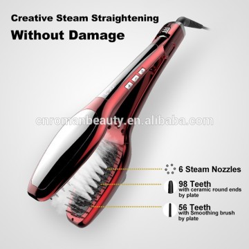 Popular 2016 Hot Sell Ceramic Steam hair brush with LCD Display