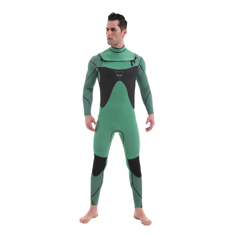 Seackin Mens 4/3mm Νεοπρένιο μπροστινό φερμουάρ Wetsuit