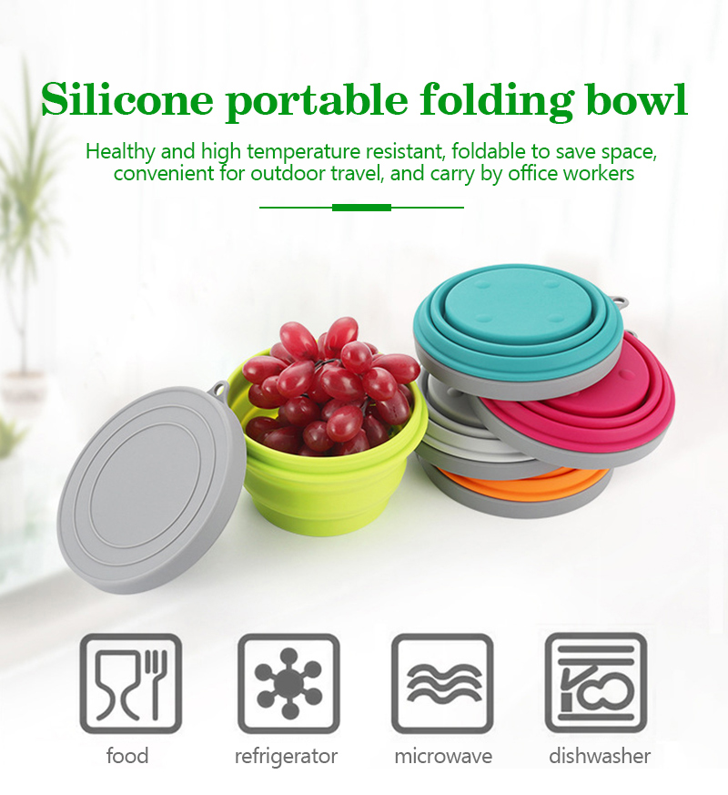 600ml collapsible easy-to-use folding bowl DIY food making household kitchen reusable silicone bowl