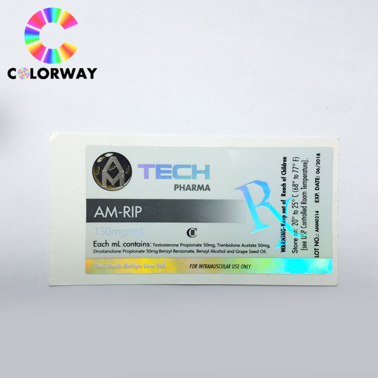 Professional custom pharmaceutical medicine steroids label 10ml hologram vial label sticker