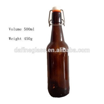 500ML poland amber wine glass bottle with swing locking top cap china wholesaler