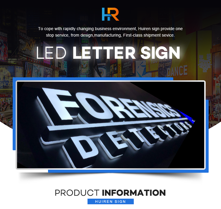OEM advertising waterproof illuminated design letters company name 3d acrylic led logo sign baked backing board signage