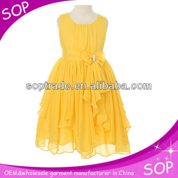Latest yellow party dresses for girls of 10 years old china wholesale