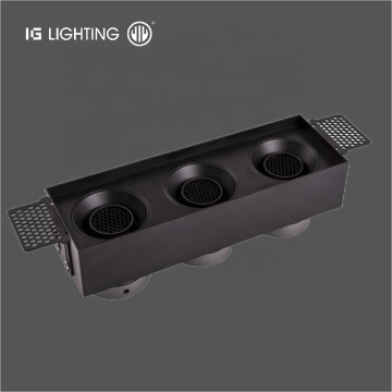 Adjustable Ceiling Light: Trimless Recessed Grill Spot Light with 3 Heads
