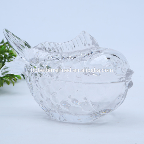 Crystal Glass Fish Shaped Glass Jar For Candy/Food