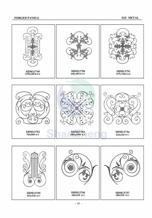 Wrought Iron Gate Decorative Ornaments Panel for Wrought iron Gate railing Or fence decoration Ornament