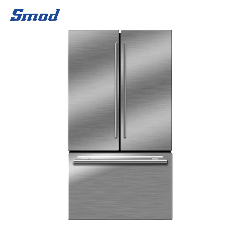 Stainless Steel Side by Side French Door Refrigetors with Recessed Handle