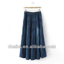 2014 New U'sake China Supplier Dongguan Wholesale Long Denim Jean Skirts S305018