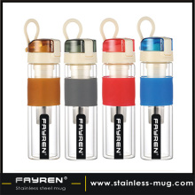 Wholesale customized glass drinking bottle with button lid
