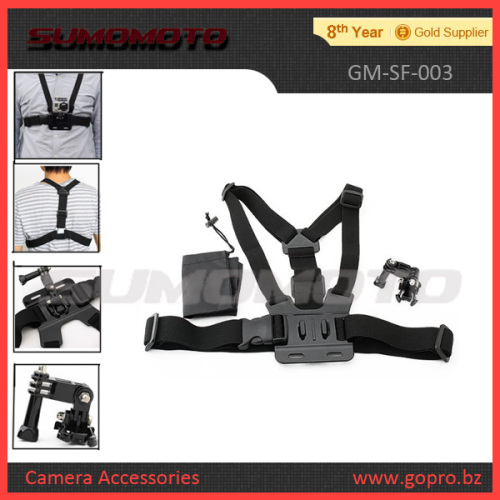 Go pro chest mount Harness Adjustable Elastic Body Chest Straps Belt 3way adjustment pivot arm for all Go pro cameras