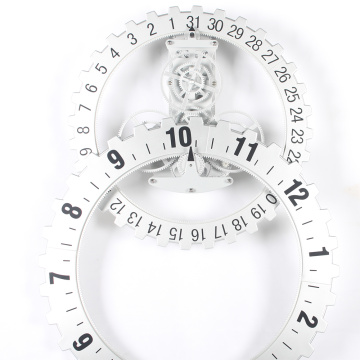 Orologio da parete grande in argento bianco con ingranaggi per ufficio