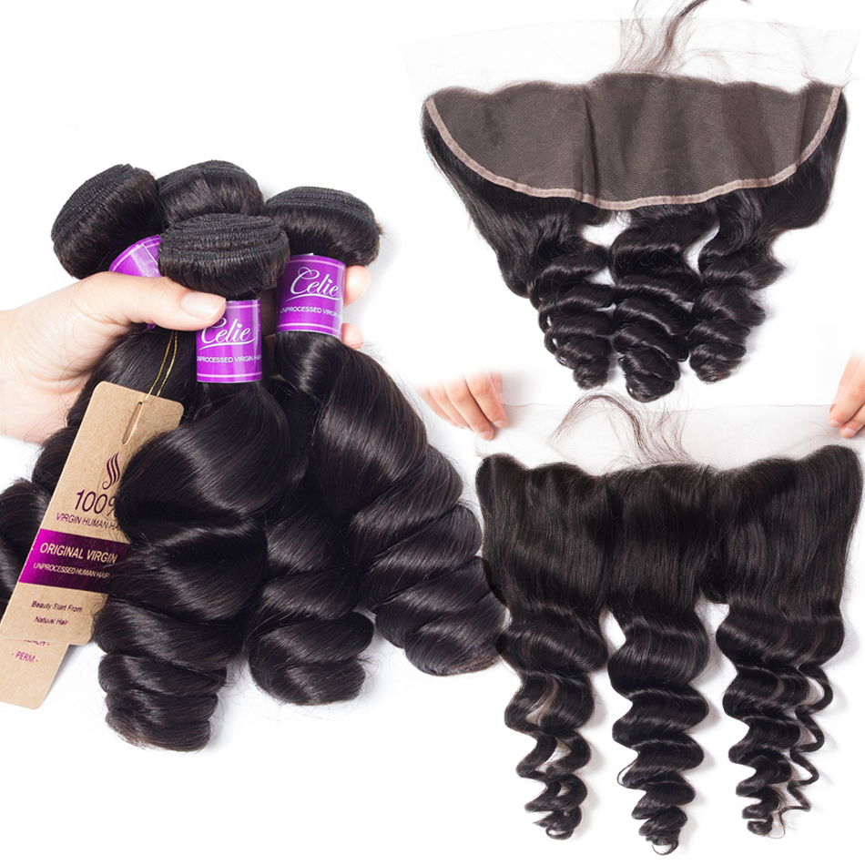 100% Virgin Human Hair Peruvian Hair,Human Hair Bundles Extension Bundles With Transparent Lace Frontal
