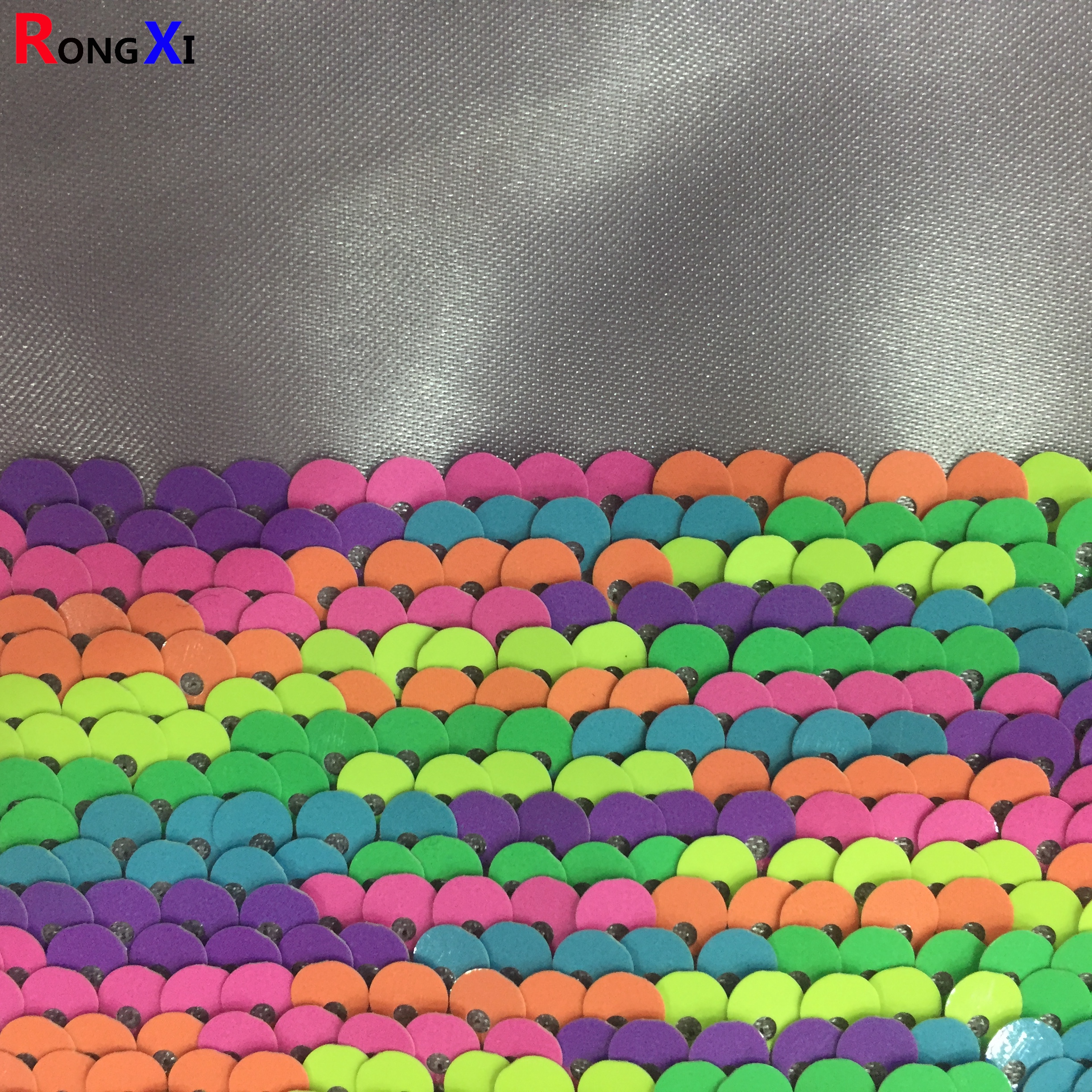 RXF0993 5mm Brand Rainbow Stretch mesh Multi Sequin Fabric