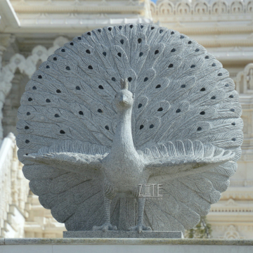 Outdoor garden large stone animal sculpture marble peacock statue