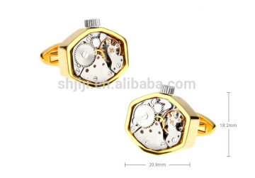 Stainless Steel Gold Watch Movement Cufflinks