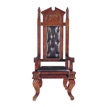 Classic Design High Back Courtroom Judge Chair with Carved Wood and PU Leather