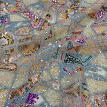 Gorgeous 100%  Poly Sequin Embroidery Fabric