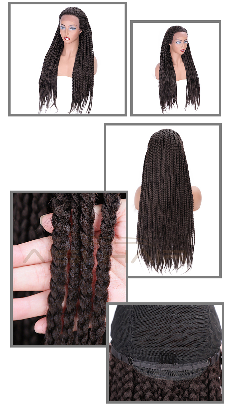 Aisi Hair Long Senegalese Twist Braided Brown Wig Glueless Synthetic Lace Front Wig Twist Box Braids Hair Wigs For Black Women