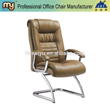 Workwell full leather conference chair visitor chair with soft pad arm-D8361
