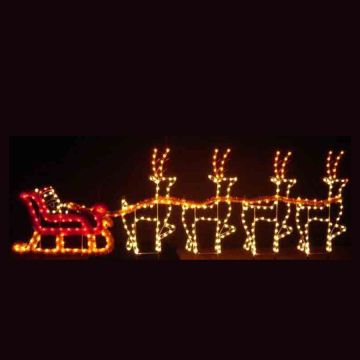 Outdoor Holiday LED Santa Reindeer Sleigh Light