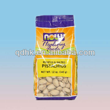 Clear plastic resealable side gusset bags for pistachios nuts
