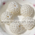 Hot Sale 20 * 22MM White Faux Pearl Resin Rhinestone Beads για κοσμήματα