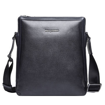 Fashionable Men's Genuine Real Leather Messenger Bag, OEM/ODM Orders Welcomed