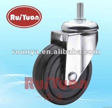 Medium duty hard rubber threaded stem swivel caster
