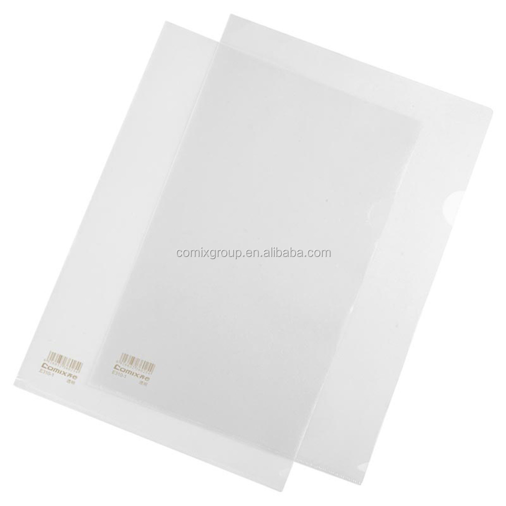 Comix Low price High quality A4 transparent L-shape plastic Pocket folder / File Folder