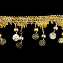 Bead Trim, Made of Braid Tape, Plastic Bead and Metal Sequin