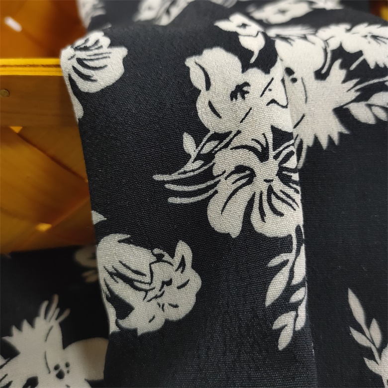 Black White Floral Fabric 