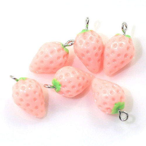 3D Pink Red Strawberry Resin Simulation Fruit Cabochon Charms Pendant Beads For DIY Craft Jewelry Finding