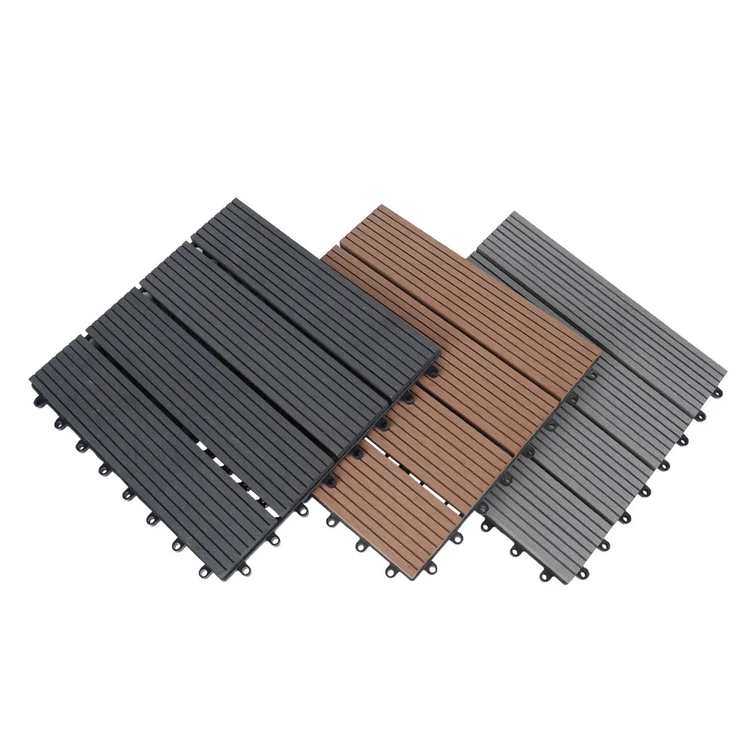 Anti-UV Wood Plastic Composite DIY Deck Tiles Durable Interlocking Outdoor Wood Grain Flooring WPC Composite Deck Tiles Boards