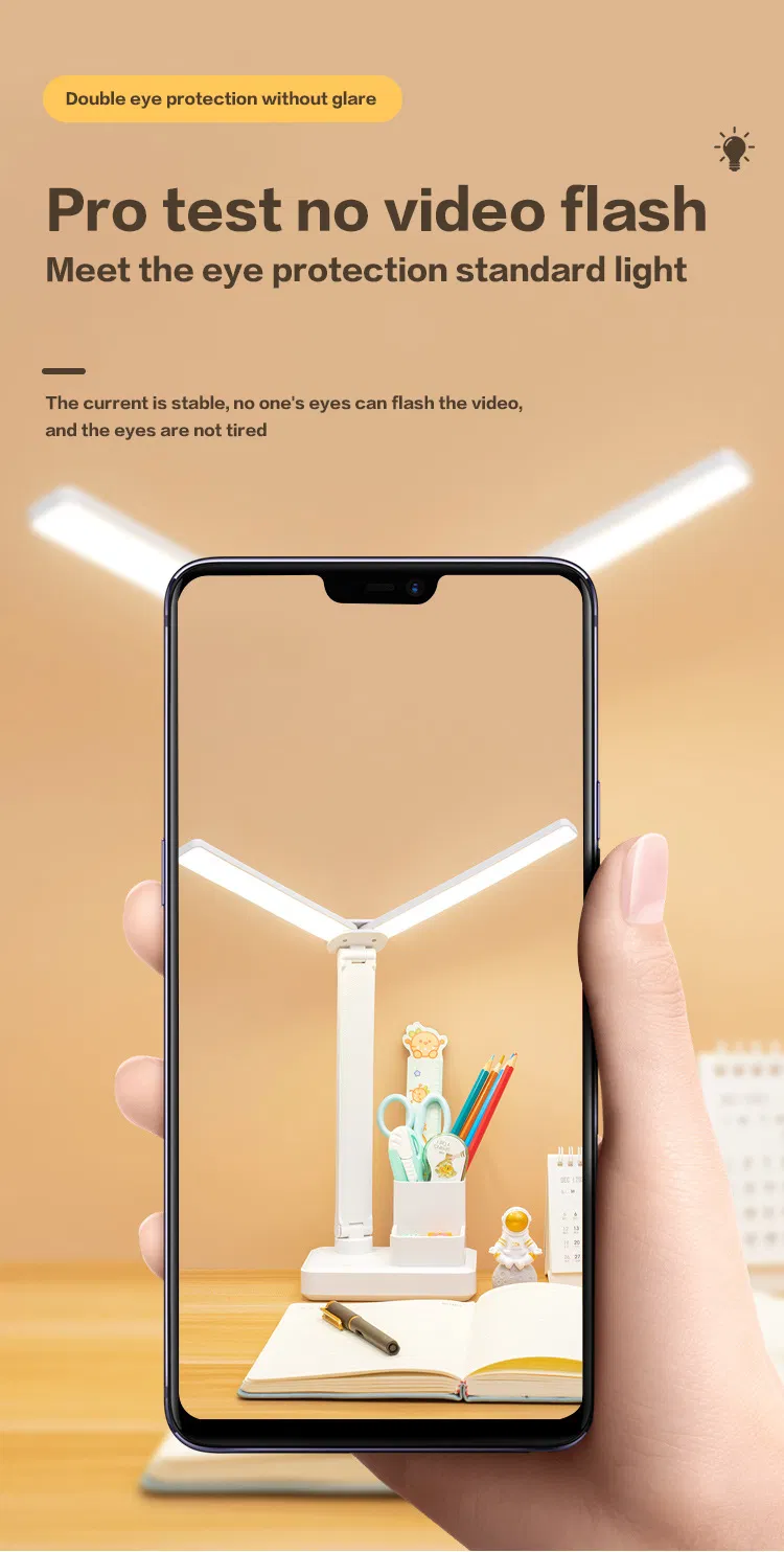 Rechargeable Double Head Desk Lamp with Eye Protection