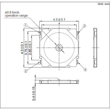 Interruttore a montaggio superficiale da 0,4 (H) mm