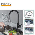 Matte black single-handle pull-out kitchen mixer taps